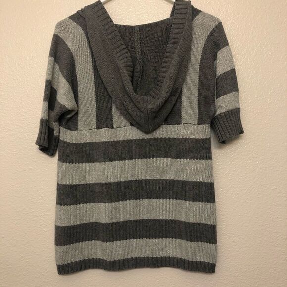Aeropostale hooded button front cardigan sweater gray striped L/juniors - Picture 4 of 10